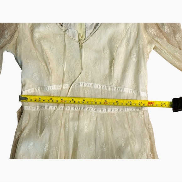 Vintage Gunne Sax by Jessica San Francisco Lace Dress Creme Ivory Woman XXS Fit - Picture 13 of 16